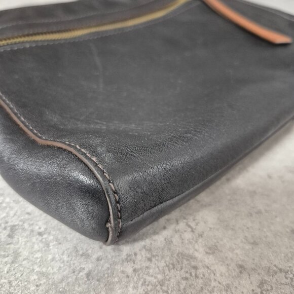 Fossil Black leather with Brown Accent Crossbody Shoulder Bag - Picture 7 of 15